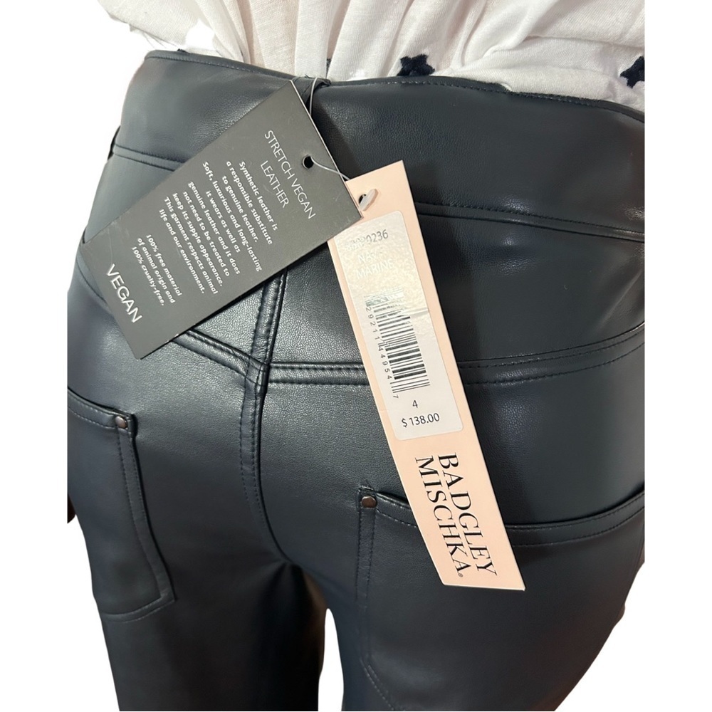 Badgley Mischka 5 Pocket Boyfriend Baddie Cropped Pants Navy Marine Blue Size 4 - Picture 9 of 13